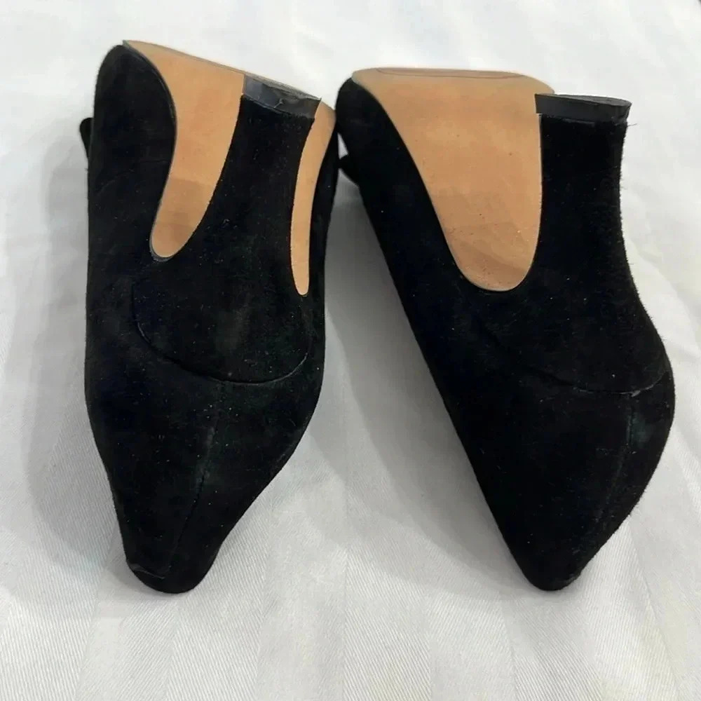 Earthies Prantini black suede leather bow heels size 7B - Picture 7 of 11